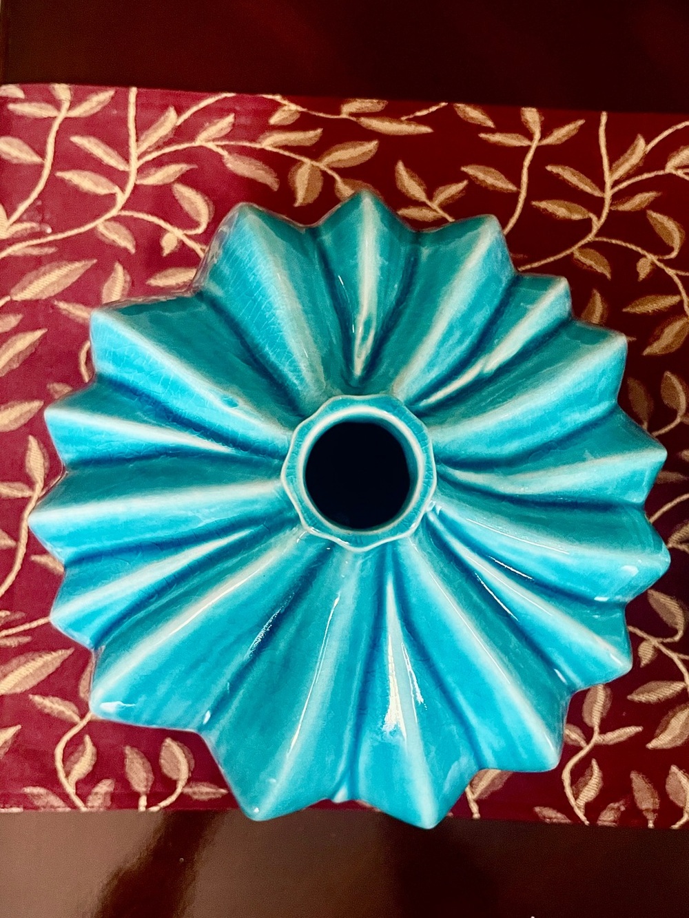 ♥️ Large Turquoise Ribbed Ceramic Vase - Decorative Home Accent